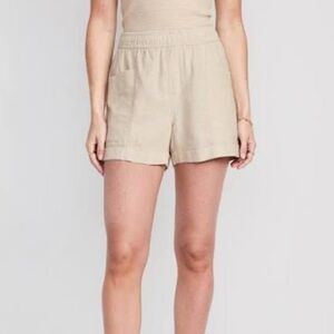 NWT Old Navy High-Waisted Linen-Blend Utility Shorts Women’s XXL Pull On Beige